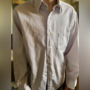 Ermenegildo Zegna mens large regular fit burgundy stripe dress shirt